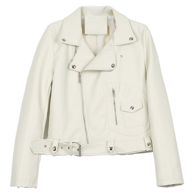 [EAM] Loose Fit Green Zipper Split Pu Leather Short Jacket New Lapel Long Sleeve Women Coat Fashion Tide Spring 2020 1R749