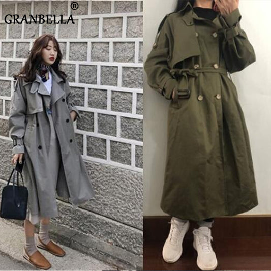 Fashion Fall Winter 2020 casual cotton trench coat with sashes oversize vintage long coats overcoats